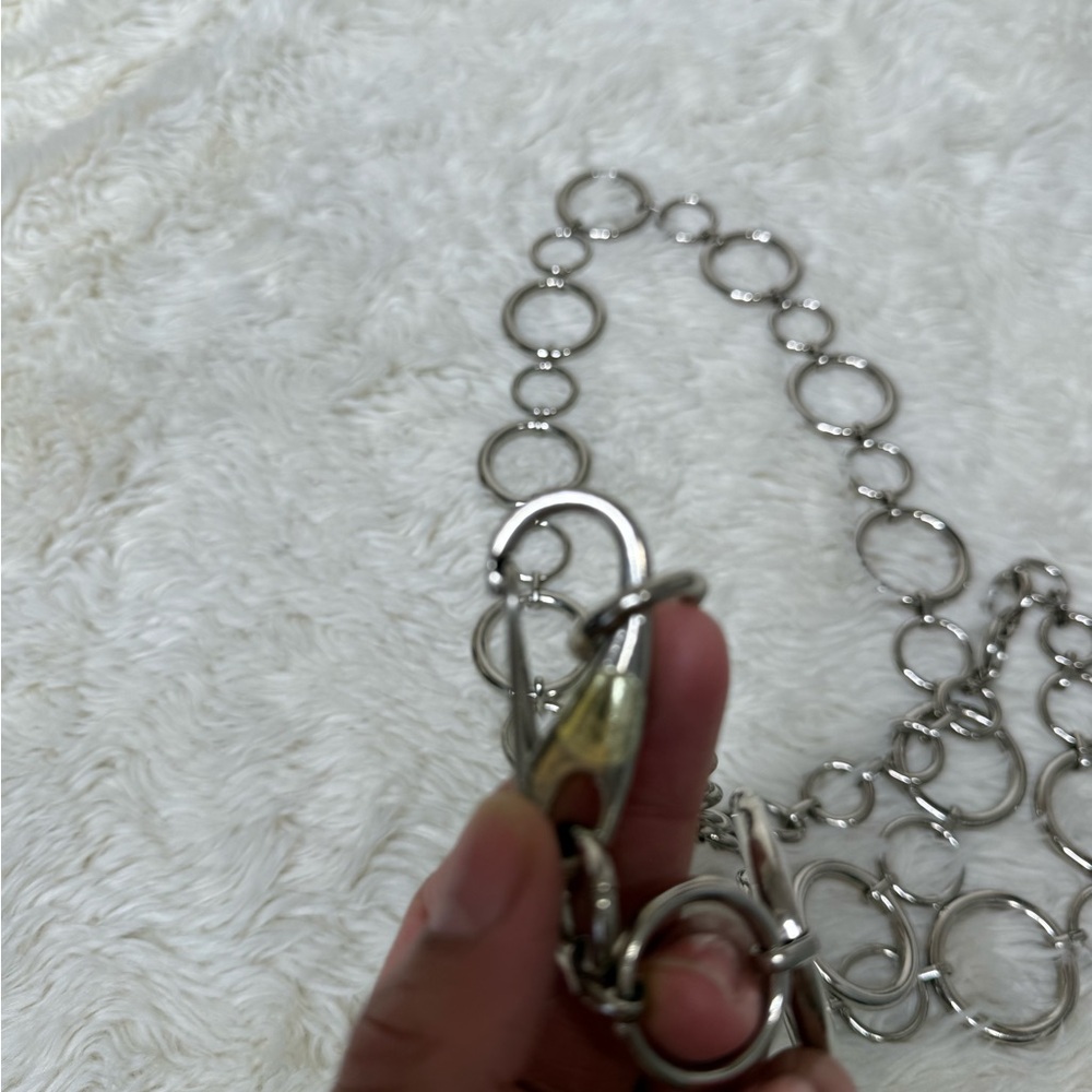 Vintage 90's Y2K Heavy Chunky Chain Waist Belt Silver O-ring Circle Link Adjusta - Picture 10 of 11